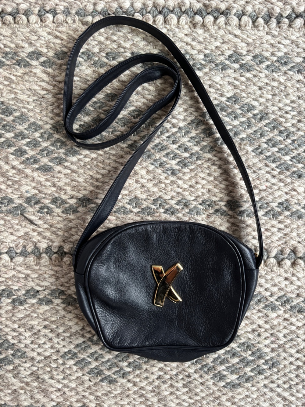 Paloma Picasso Black leather cross body purse bag mint condition.